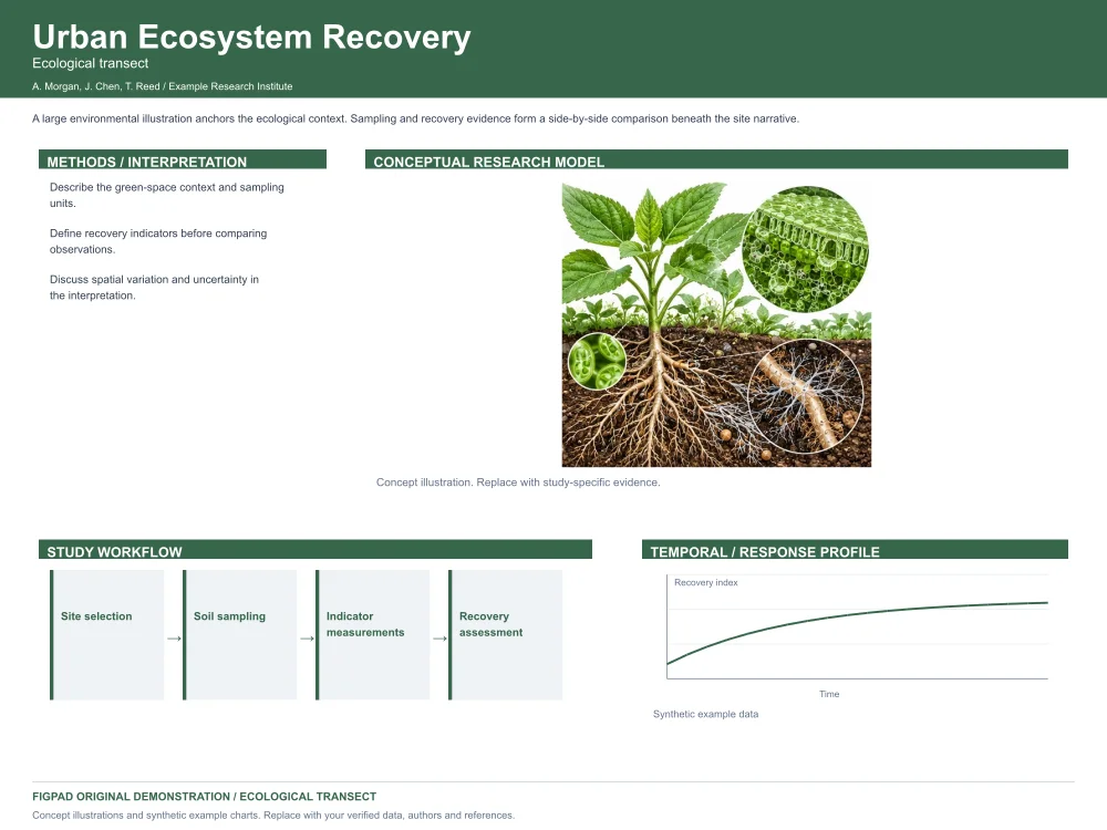 Urban Ecosystem Recovery Research Poster Template — Landscape (48 × 36)