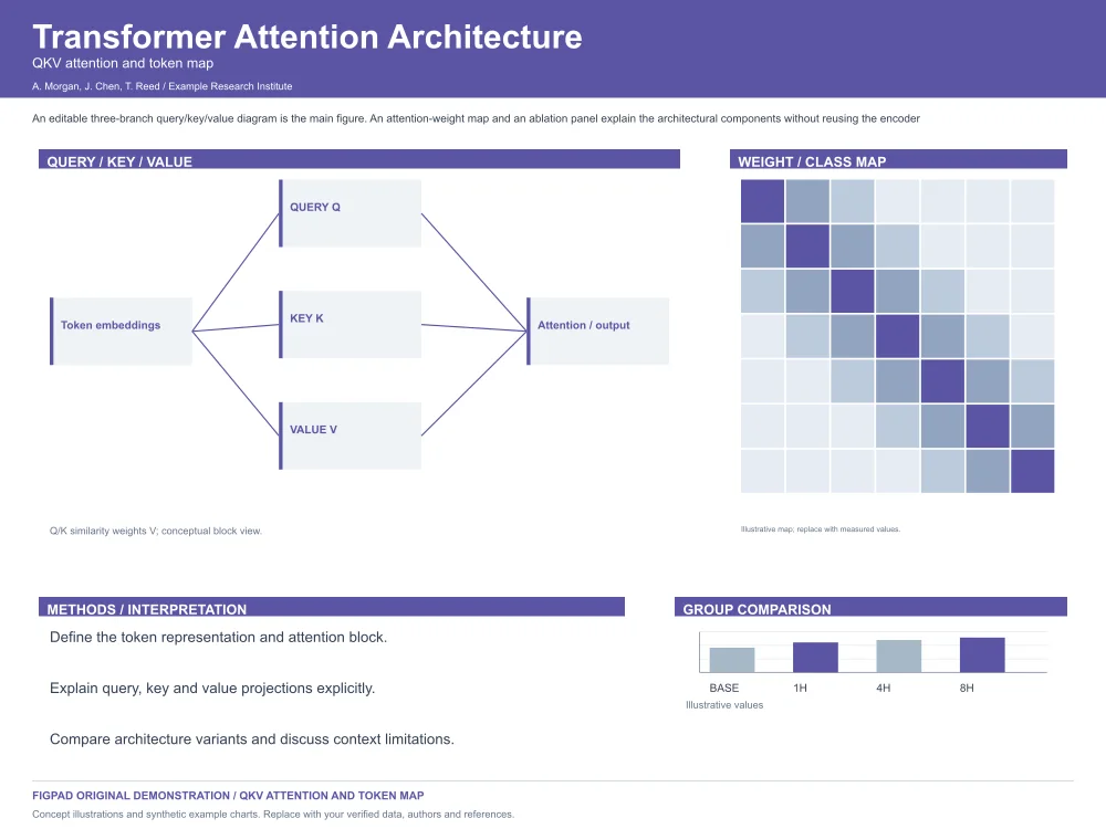 Transformer Attention Architecture Research Poster Template — Landscape (48 × 36)